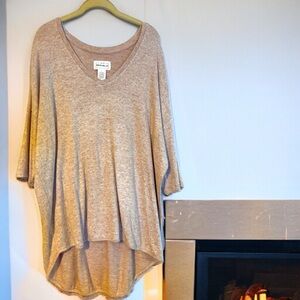 New For the Republic Pink Blush Soft Knit Short Sleeve Sweater - Large, Hi Low